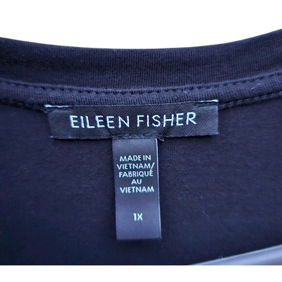 Eileen Fisher T-Shirt Woman 1X Basic Top Black Tencel Stretch Sleeveless V Neck - Picture 2 of 8